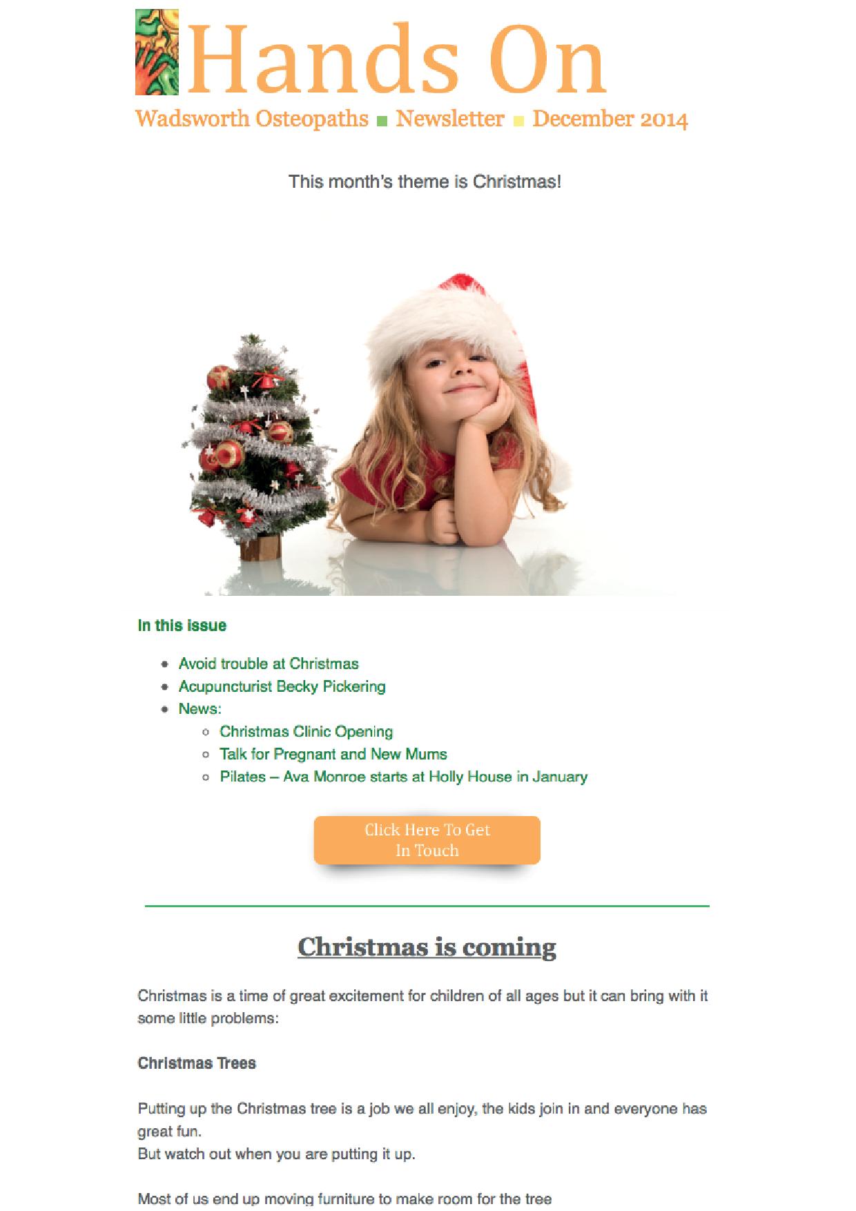 Wadsworth Osteopaths - Christmas newsletter